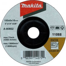 Шліфувальний диск по нержавіючій сталі Makita 125x6 36N,вигнутий A-80656